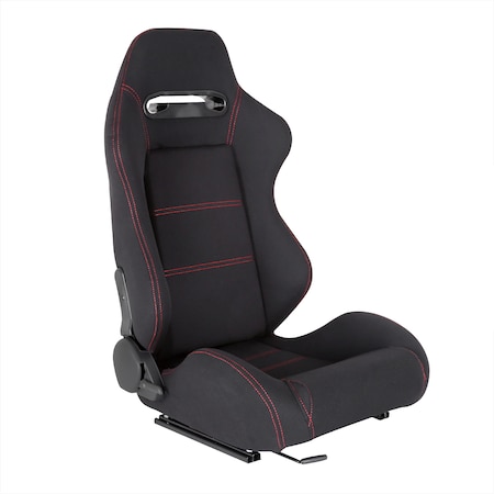 Spec-D Tuning Racing Seat - Black Cloth With Red Stitching  - Right Side, PK2 RS-2460R